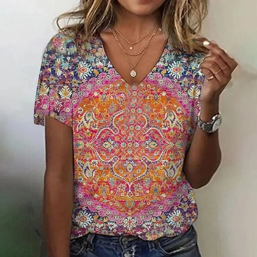 Lucia™ T-Shirt met 3D Bloemenprint